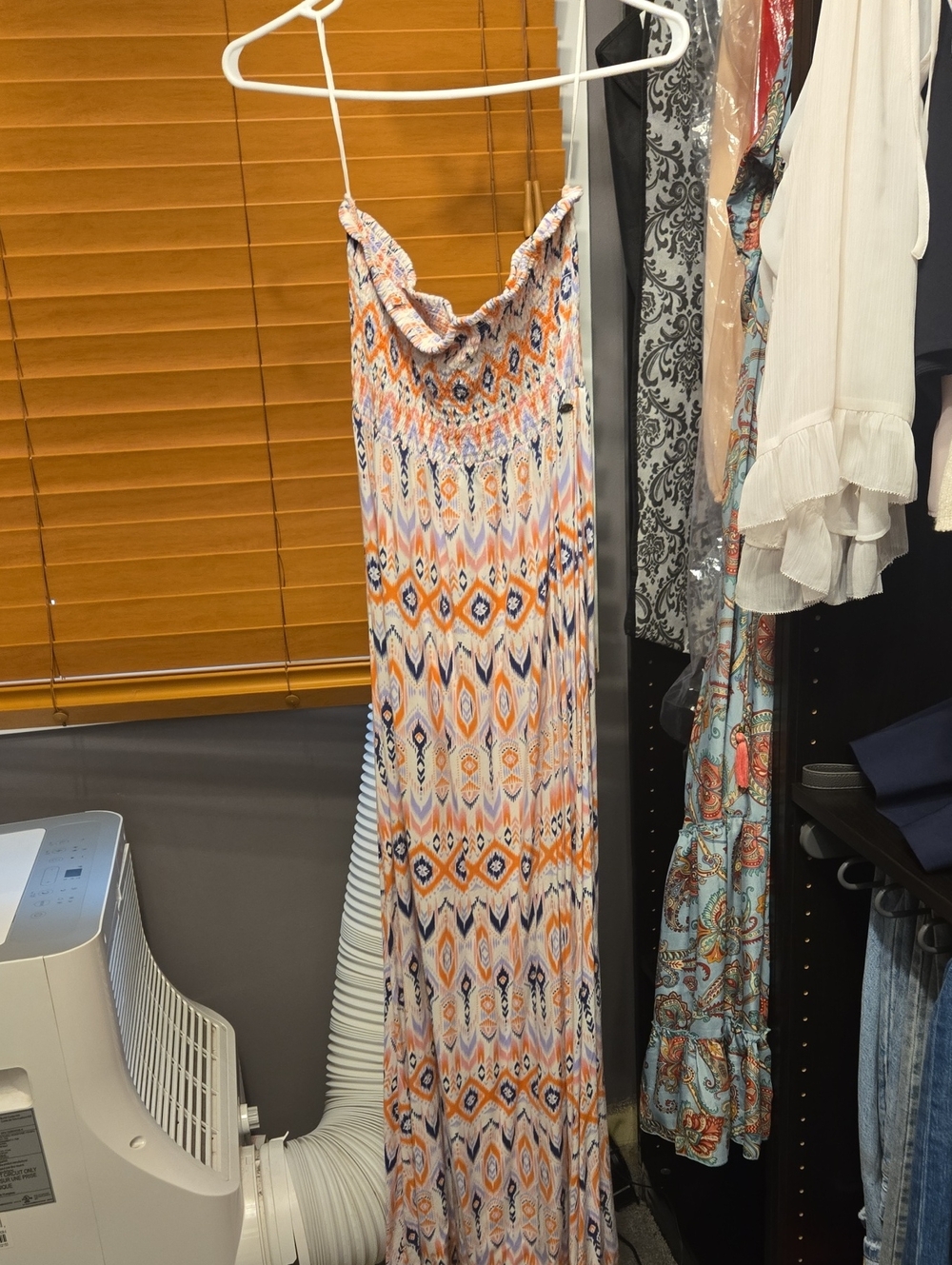 Animal Orange and Navy Geometric Maxi Dress